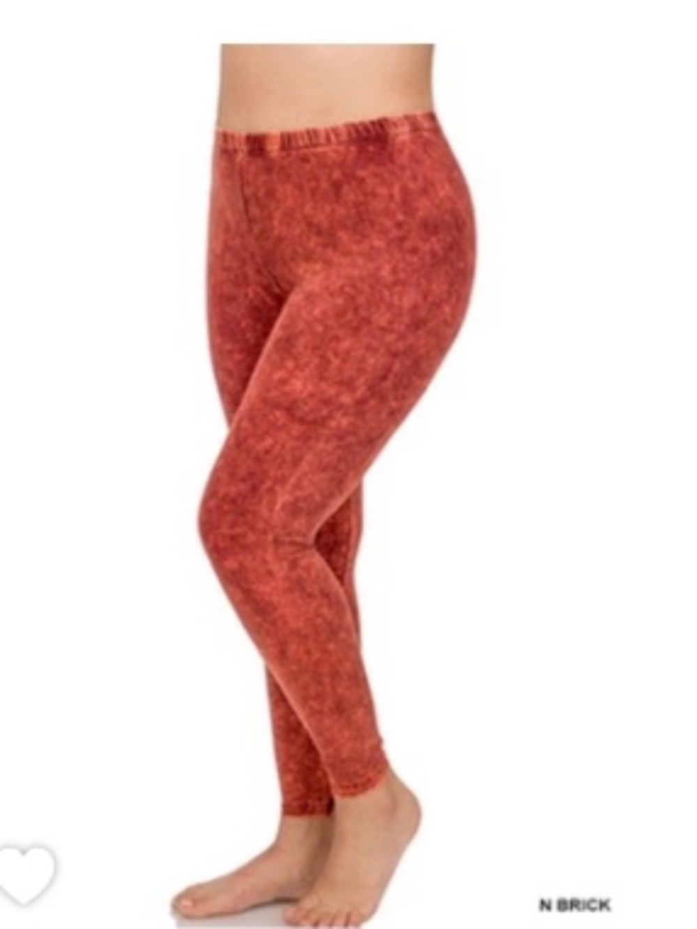 Zenana Mineral Wash Legging-Plus -Brick Color